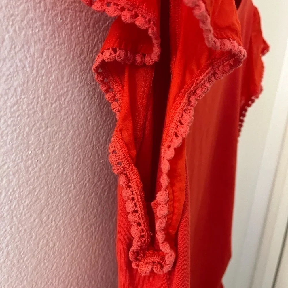 Kate Spade Ruffle Sleeve Orange 100% Cotton XS Top